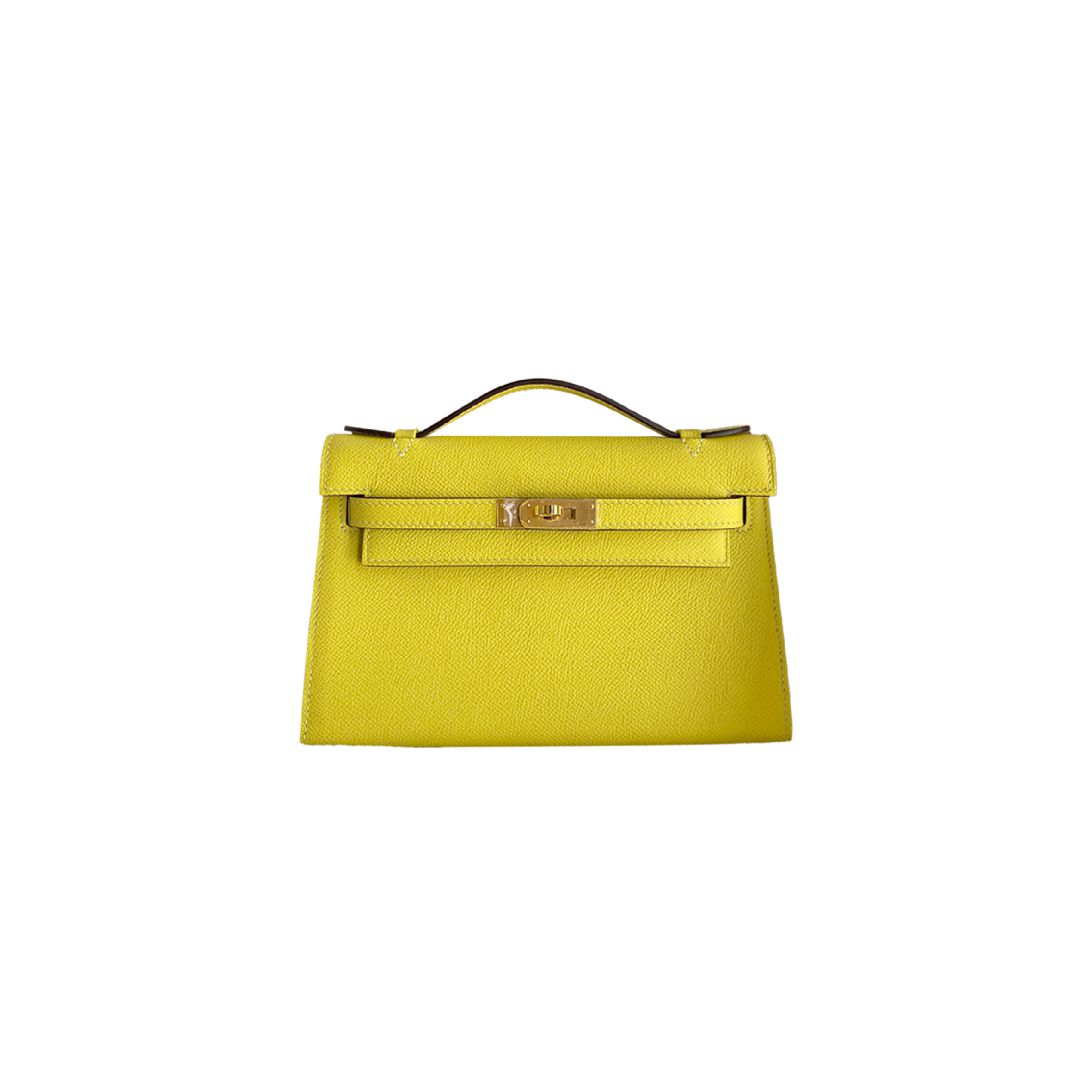 HERMES MINI KELLY FIRST GENERATION EPSOM LEMON GOLD BUCKLE (22*14*7cm) 